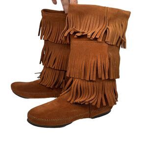 Minnetonka Brown Fringe Moccasins
